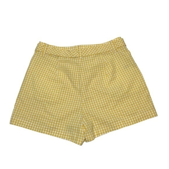 NWOT Seersucker Yellow White Gingham Shorts New - Picture 2 of 9